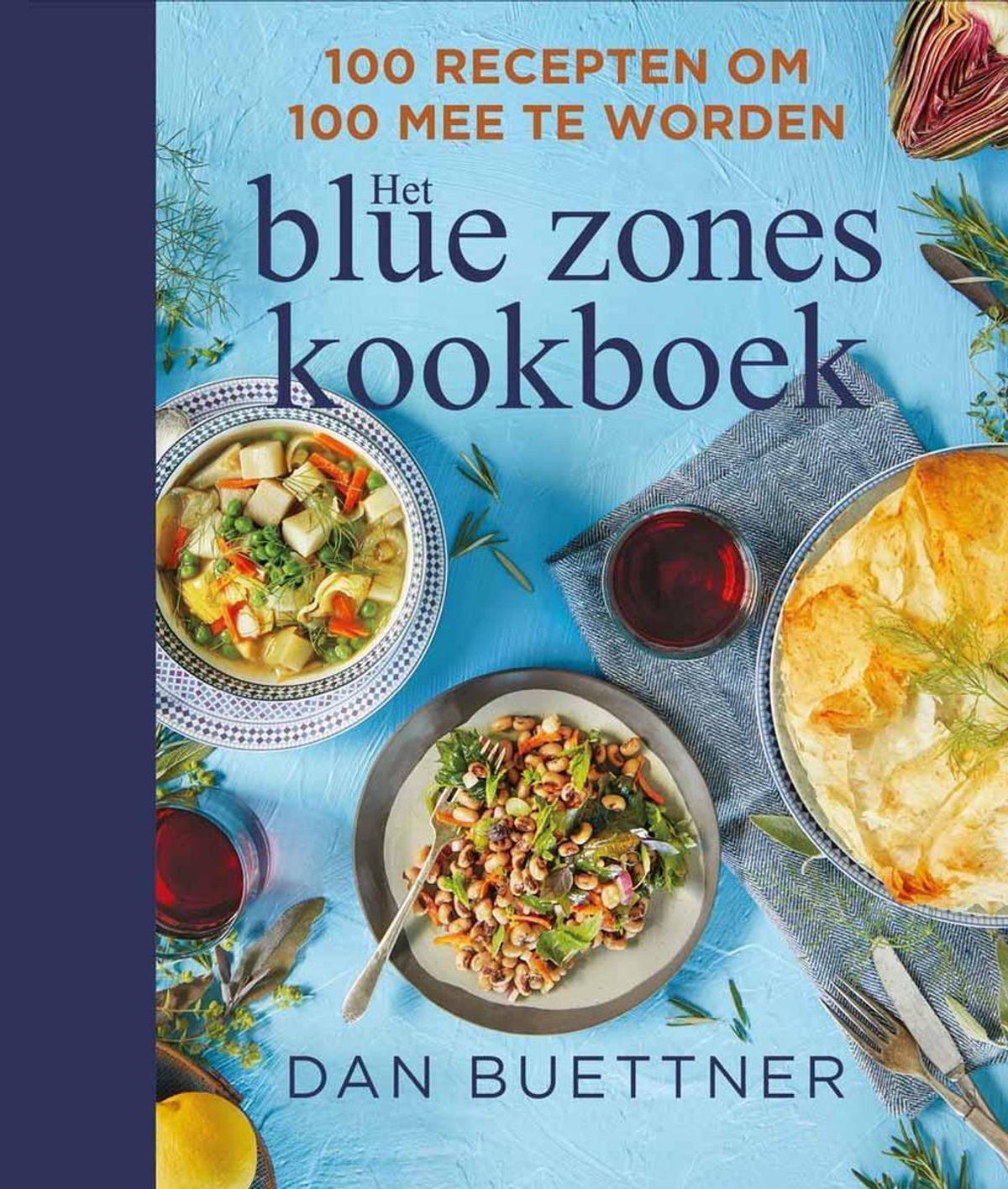 Cover van het blue zones kookboek van Dan Buettner